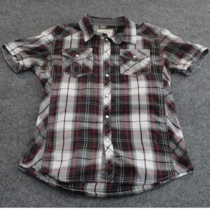 BKE Vintage Plaid Short Sleeve Western Shirt Snap‎ Button Men's M